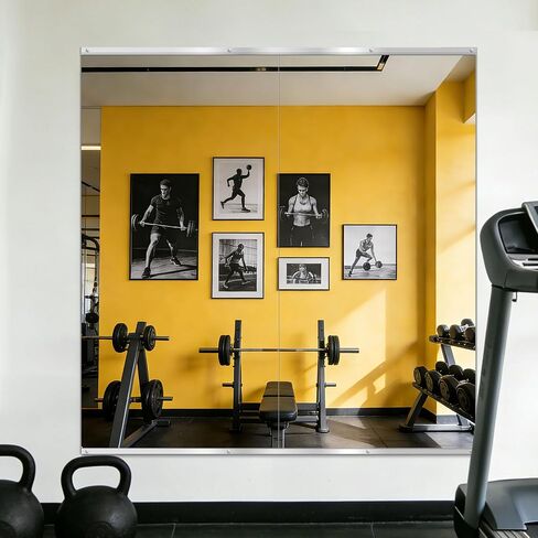 Home Gym Mirror for Wall, 50x25x2PCS, Full Length Workout Mirror, Large Frameless Tempered Glass Full Body Mirrors for Home Gym Yoga Fitness Garage Dance Studio in Saudi Arabia