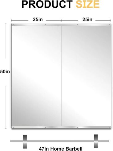 Home Gym Mirror for Wall, 50x25x2PCS, Full Length Workout Mirror, Large Frameless Tempered Glass Full Body Mirrors for Home Gym Yoga Fitness Garage Dance Studio in Saudi Arabia