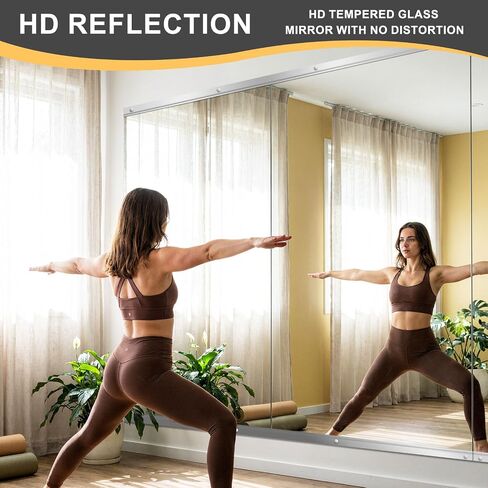Home Gym Mirror for Wall, 50x25x2PCS, Full Length Workout Mirror, Large Frameless Tempered Glass Full Body Mirrors for Home Gym Yoga Fitness Garage Dance Studio in Saudi Arabia
