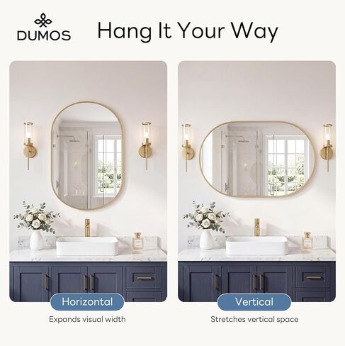 DUMOS 30-Inch Round Wall Mirror, Bathroom Wall Circle Mirror with Metal Frame, Bathroom Decor for Entryway, Living Room, Vanity, Anti-Rust, Tempered Glass, Hanging or Leaning, Black in Saudi Arabia