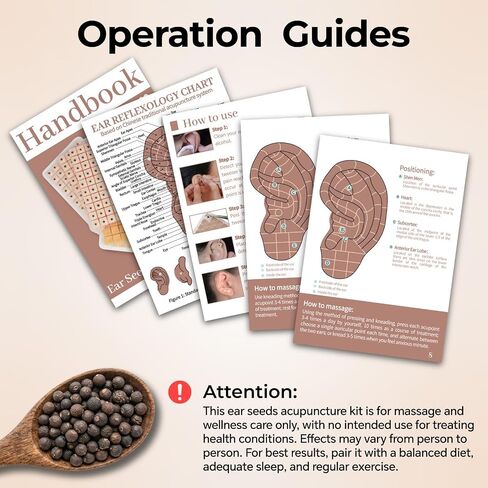 1200-Piece Ear Seeds Kit – Natural Vaccaria Seeds for Auricular Acupressure – Complete Reflexology Set with Acupuncture Pen, Tweezers & Ear Chart – Non-Invasive Self-Adhesive Beads for Wellness in Saudi Arabia