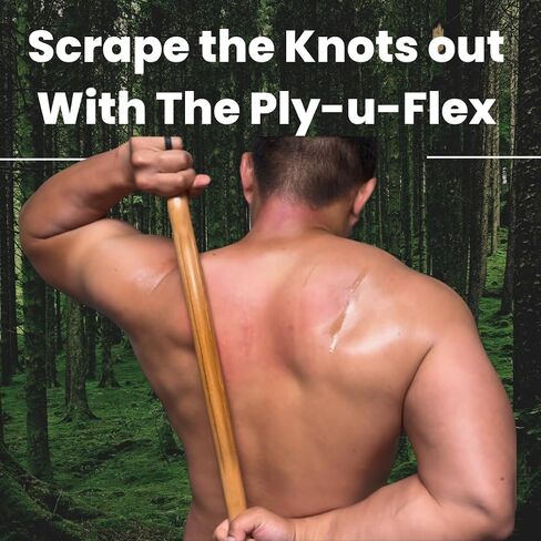 عصا تدليك Ply-U-Flex مقاس 20.5 بوصة مع لوب Ply-U-Flex بوزن 2 أونصة، عصا تدليك خشبية Gua Sha، كشط العضلات، تساعد على تخفيف تشنجات العضلات، والرسائل غير المرغوب فيها، والعقد، وعرق النسا، والتهاب المفاصل، وآلام الرقبة والكتف in Kuwait