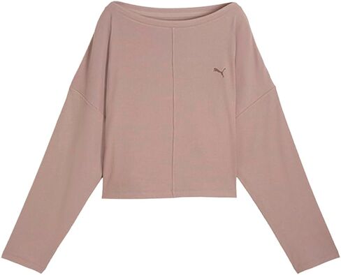 PUMA Womens Cloudspun Rib Slouch Crew Neck Long Sleeve Athletic Casual Tops Casual - Black in Kuwait