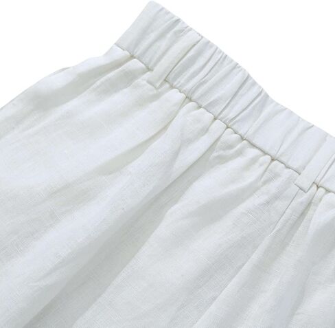 Amazhiyu Women's 100% Linen Summer High-Waisted Wide Leg Pants with Pockets White, Medium in Kuwait