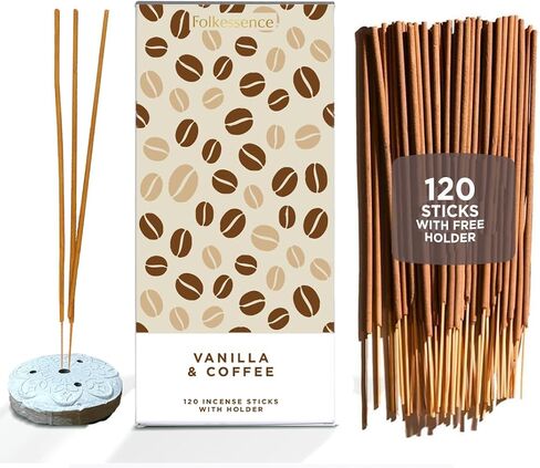 Folkulture Incense Sticks with Holder (120 Sticks) | Coconut Summer Vibes Incense for Meditation, Aromatherapy & Stress Relief| Long Burning, Charcoal-Free, Non-Toxic Incense for Summer Teacher Gifts in Kuwait