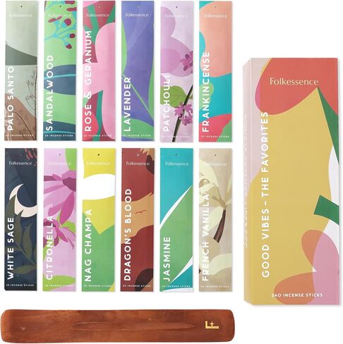 Folkulture Incense Sticks with Holder (120 Sticks) | Coconut Summer Vibes Incense for Meditation, Aromatherapy & Stress Relief| Long Burning, Charcoal-Free, Non-Toxic Incense for Summer Teacher Gifts in Kuwait
