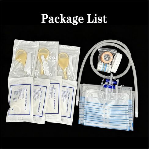 External Catheters Condom for Men, 7pc External Urinary Catheter for Incontinence Male,Home Use, Self-Sealing, 1000ml Leg Bag & 2000ml Urine Bag, Leak-Proof Urine Drainage System 25MM in Kuwait