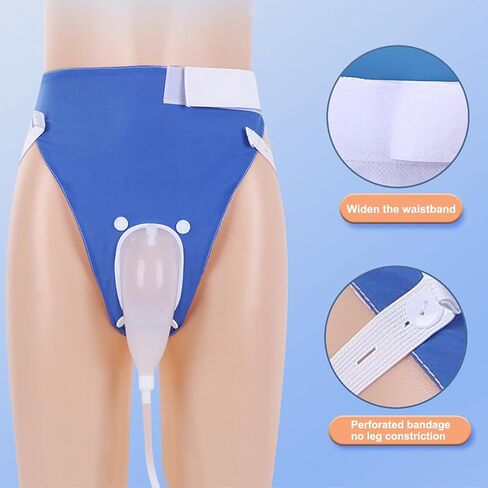 High-Quality Material Urine Collection Bag with Condom Catheters for Men, Reusable Portable Urinal with 2 Urine Catheter Bags (Elderly Men - Blue+White+Grey) in Saudi Arabia