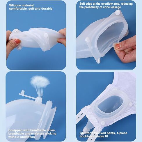 High-Quality Material Urine Collection Bag with Condom Catheters for Men, Reusable Portable Urinal with 2 Urine Catheter Bags (Elderly Men - Blue+White+Grey) in Saudi Arabia
