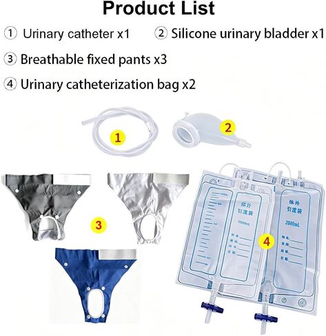 High-Quality Material Urine Collection Bag with Condom Catheters for Men, Reusable Portable Urinal with 2 Urine Catheter Bags (Elderly Men - Blue+White+Grey) in Saudi Arabia