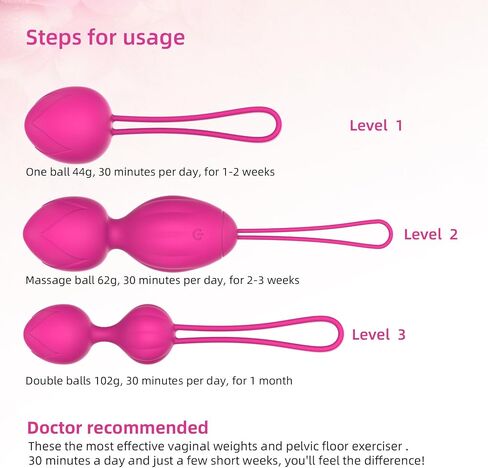 Pelvic Floor Trainer for Women, 3 Silicone Kegel Balls, Progressive Weights for Strengthening, Beginner to Advanced, Home Exercise & Daily Training in Saudi Arabia