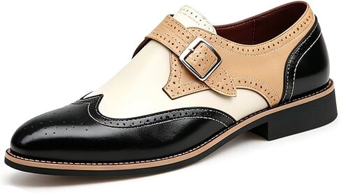Men's Monk Strap Oxford Dress Shoes Comfortable Colorblock Brogues for Tuxedo & Weddings in Saudi Arabia