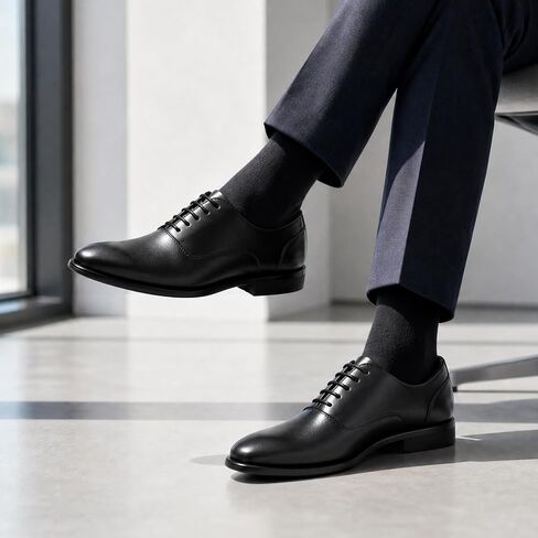 HEEZ Men's Oxford Dress Shoes, Plain Toe Formal Shoes for Men Non Slip, Comfortable Lace Up Oxfords for Business Wedding Office Prom Graduation in Kuwait