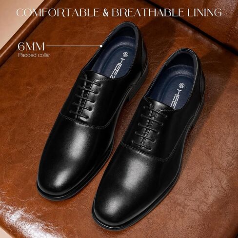 HEEZ Men's Oxford Dress Shoes, Plain Toe Formal Shoes for Men Non Slip, Comfortable Lace Up Oxfords for Business Wedding Office Prom Graduation in Kuwait