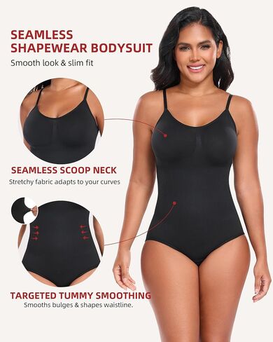 TROPICA LOVE Shapewear Bodysuit for Women, Seamless Tummy Control Body Shaper, Scoop Neck Butt Lifter Fajas Body Suits in Kuwait