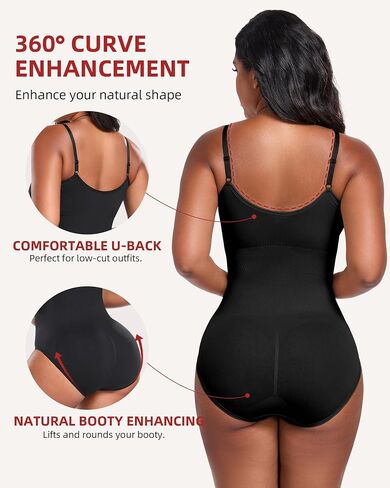 TROPICA LOVE Shapewear Bodysuit for Women, Seamless Tummy Control Body Shaper, Scoop Neck Butt Lifter Fajas Body Suits in Kuwait