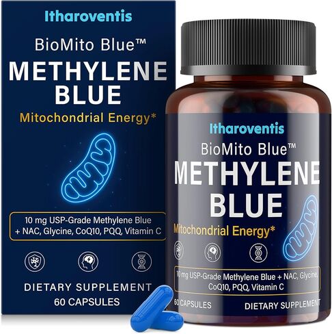 Itharoventis Methylene Blue Pharmaceutical Grade Capsules – USP Grade Supplement with CoQ10, NAC, PQQ, Glycine & Vitamin C, Capsule Format, No Formaldehyde – 60 Count in Saudi Arabia