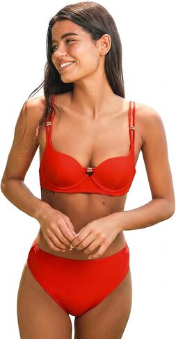 CUPSHE Women's Bikini Set High Waisted Two Piece Swimsuit Push Up Bathing Suit Back Hook Adjustable Straps in Kuwait