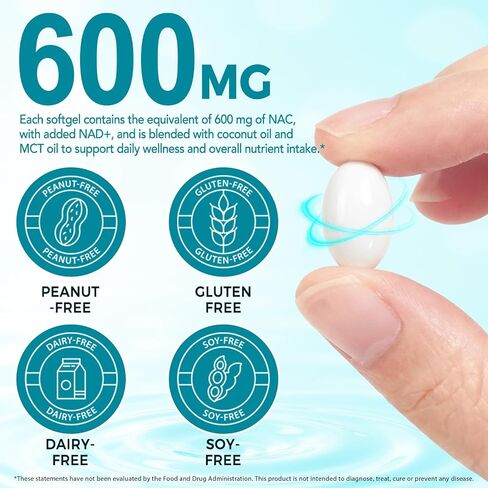 FANSHI NAC Complex with NAD+ & MCT Oil - 300 Softgels | N-Acetyl Cysteine Botanical Blend for Antioxidant Support | Enriched with Coconut Oil for High Absorption | Non-GMO & Lab Tested in Saudi Arabia