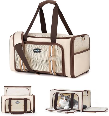 Cat Carrier,Dog Carrier for Small Dogs,TSA Approved/Expandable/3D Foldable Mat/900D Wear Resistant Oxford Fabric,Pet Carrier Airline Approved,Dog Car Seat for Car Travel,Outdoor Camping in Saudi Arabia