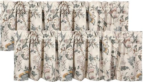 2 Panels Curtain Valances for Windows,52in x18in Blackout Window Treatment Valances,Decorative Valances with 1.9in Rod Pockets,Brown Flower in Kuwait