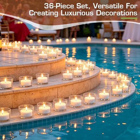 36 Pack Clear Glass Tealight Candle Holders, 1.8 Inch Small Glass Votive Candle Holders Bulk for 1.5" Tea Lights, Mini Candle Cups for Wedding Centerpieces, Party, Dinner Table, Home Decor in Saudi Arabia