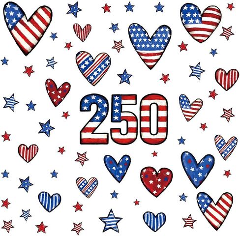 6 Sheets 250 Anniversary Window Clings Decorations 4th of July Window Stickers Reusable PVC Static Cling Summer American Flag Window Decorations for Home, Office, Classroom & Party Windows in Saudi Arabia