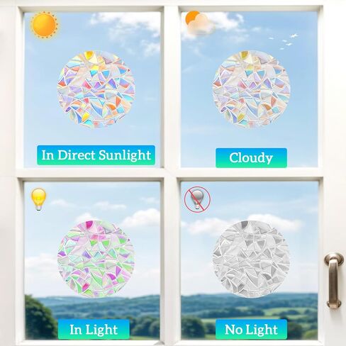 65Pcs Circle Window Stickers Non Adhesive Window Decals to Prevent Bird Strikes Vinyl Reusable Prism Rainbow Windows Clings for Birds Sun Catcher Sticker in Saudi Arabia