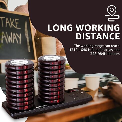 Retekess TD163 Pagers for Restaurants, Pagers and Beepers 500M Long Distance, 31 Prompt Modes, 30 Coaster Pagers for Holidy Park, Cafe, Hotel in Kuwait