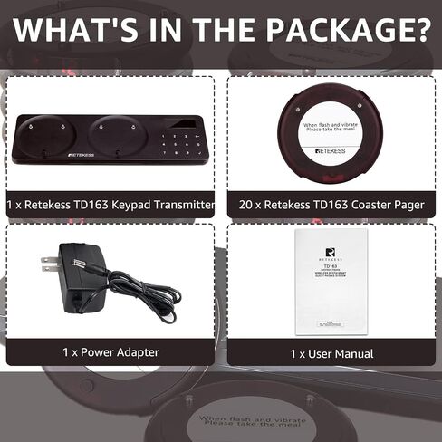 Retekess TD163 Pagers for Restaurants, Pagers and Beepers 500M Long Distance, 31 Prompt Modes, 30 Coaster Pagers for Holidy Park, Cafe, Hotel in Kuwait