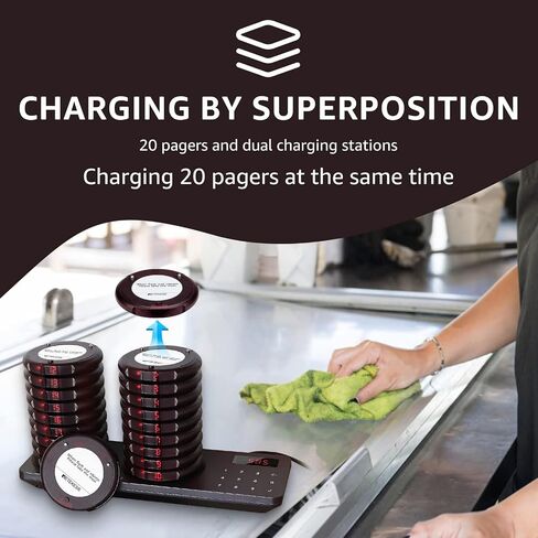 Retekess TD163 Pagers for Restaurants, Pagers and Beepers 500M Long Distance, 31 Prompt Modes, 30 Coaster Pagers for Holidy Park, Cafe, Hotel in Kuwait