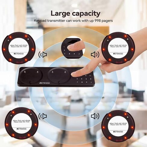 Retekess TD163 Pagers for Restaurants, Pagers and Beepers 500M Long Distance, 31 Prompt Modes, 30 Coaster Pagers for Holidy Park, Cafe, Hotel in Kuwait