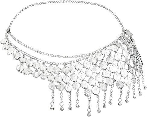 Pirate Waist Chain, Silver Waist Chain, Adorned with Coins, Beach Belly Chain, Women Pirate Jewelry Accessories in Saudi Arabia
