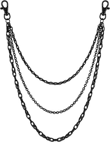 Gothic Black Wallet Chain, Black Chain Belt 3 Chains for Goth Grunge Pants Western Style Jewelry in Saudi Arabia