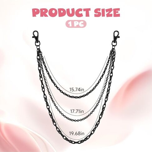 Gothic Black Wallet Chain, Black Chain Belt 3 Chains for Goth Grunge Pants Western Style Jewelry in Saudi Arabia
