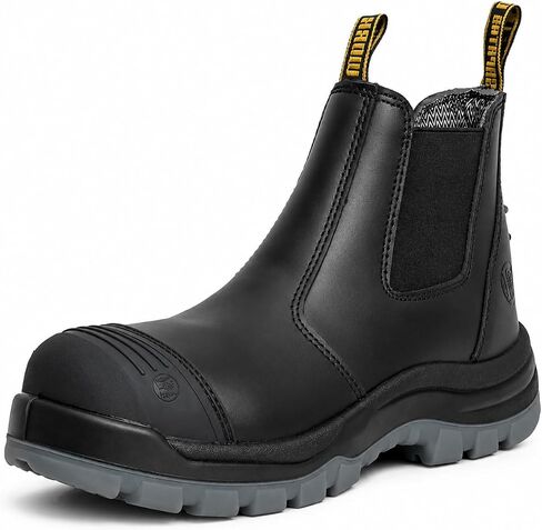 CONRAD Men’s Composite Toe Pull-On Work Boots, Chelsea Safety Boots for Men with Slip & Oil Resistant TPU Outsole, Kevlar Puncture-Resistant Midsole, Anti-Static Non-Metallic Work Boots in Saudi Arabia