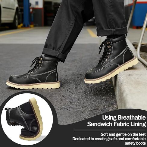 Steel Toe Boots for Men Women Slip Resistant Lightweight Steel Toe Shoes Puncture Proof Comfortable Safety Steel Toe Shock Absorption Work Boots in Saudi Arabia