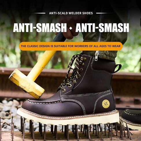 KAIDISEN Steel Toe Work Boots for Men Women,6Inch Moc Toe Slip Resistant Safety Boots for Construction Industrial & Daily Use in Saudi Arabia