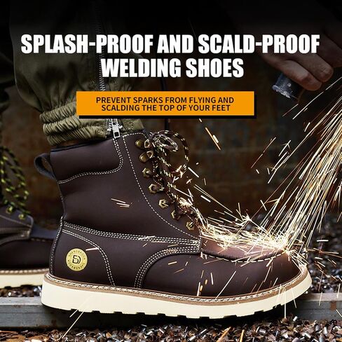 KAIDISEN Steel Toe Work Boots for Men Women,6Inch Moc Toe Slip Resistant Safety Boots for Construction Industrial & Daily Use in Saudi Arabia