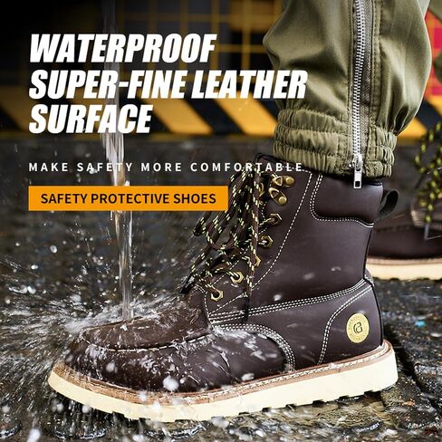 KAIDISEN Steel Toe Work Boots for Men Women,6Inch Moc Toe Slip Resistant Safety Boots for Construction Industrial & Daily Use in Saudi Arabia
