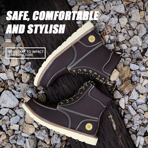 KAIDISEN Steel Toe Work Boots for Men Women,6Inch Moc Toe Slip Resistant Safety Boots for Construction Industrial & Daily Use in Saudi Arabia