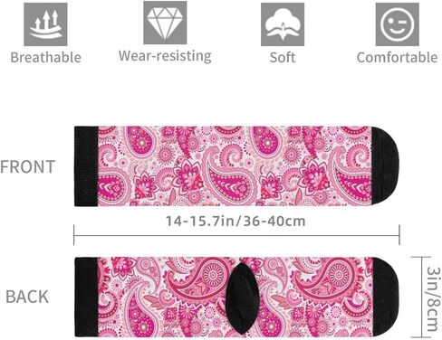 Pink Paisley Novelty Crew Socks Casual Crazy Funny Dress Socks For Women Men Teens Gift in Saudi Arabia