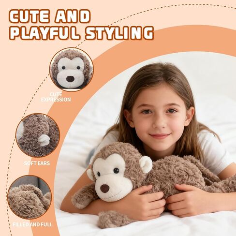 Monkey 14" 7 OZ Cute Stuffed Animals, Sensory Comfort Plush Throw Pillow Toy, Plush Toys for Stress Relief, Kawaii Plushies Hugging Toy Stuffed Monkey Gifts for Kids & Adults in Saudi Arabia