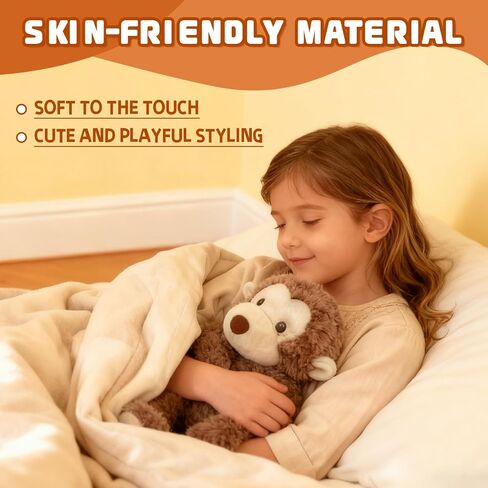 Monkey 14" 7 OZ Cute Stuffed Animals, Sensory Comfort Plush Throw Pillow Toy, Plush Toys for Stress Relief, Kawaii Plushies Hugging Toy Stuffed Monkey Gifts for Kids & Adults in Saudi Arabia