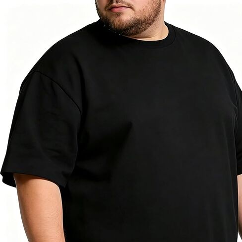 تي شيرتات رجالية كبيرة وطويلة 5XL-8XL مزيج القطن رقبة دائرية عادية أساسية كم قصير تي شيرت ناعم للخارج، صالة الألعاب الرياضية، التمرين in Kuwait