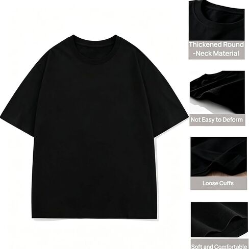 تي شيرتات رجالية كبيرة وطويلة 5XL-8XL مزيج القطن رقبة دائرية عادية أساسية كم قصير تي شيرت ناعم للخارج، صالة الألعاب الرياضية، التمرين in Kuwait