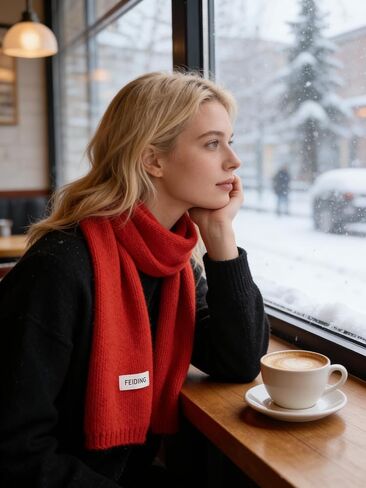 Eohak Winter Knit Scarf for Women Solid Color Long Scarf Soft Winter Neck Wraps Accessory for Cold Weather in Kuwait