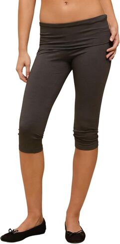 Women Fold Over Capri Tights Low Rise Stretch Crop Leggings Knee Length Y2k Foldover Capris Workout Yoga Pants in Kuwait
