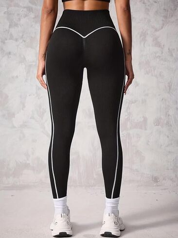 Women High Waist Contour Leggings Workout Pants for Women Gym Running Stretch Athletic Tights with Contrast Seam Design in Kuwait