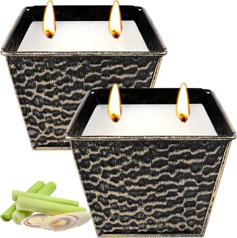 Citronella Candles Outdoor, Large 12oz 2-Pack Soy Wax Candles with Citronella Oil, 2 Wicks, 50-Hour Burn Time Each, Natural Outdoor Candles for Patio, Garden, Deck, Backyard and Summer Nights in Saudi Arabia